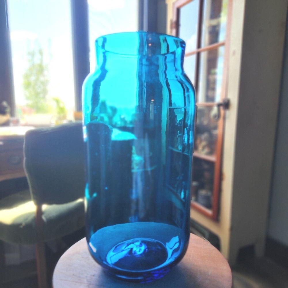 Vintage Handblown Blue Glass Vase